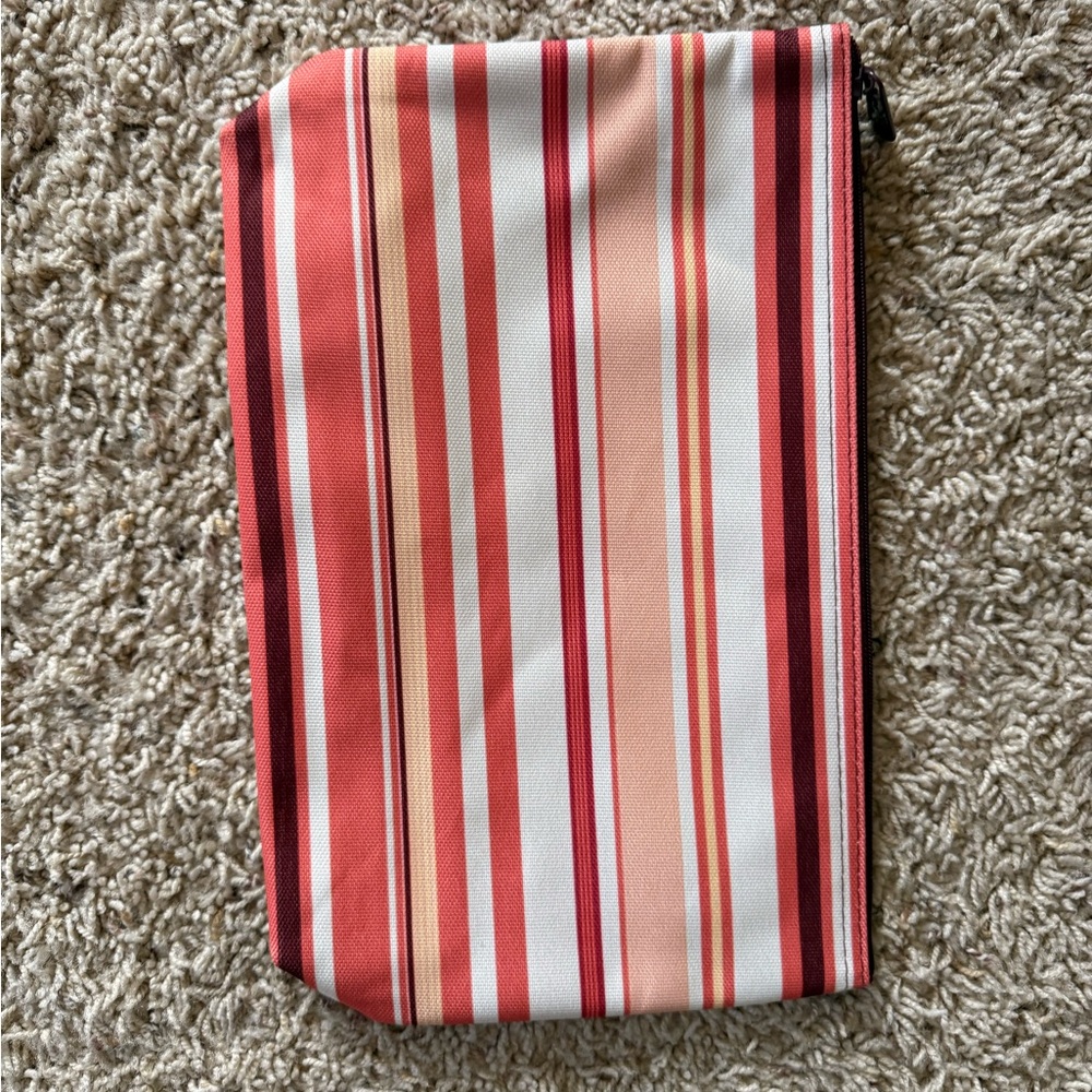 Thirty-One Striped Cosmetic Bag - Red, Pink, White